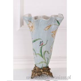 Duży WAZON 43cm Angielska porcelana z brązem