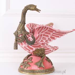 Królewski ŁABĄDŻ PORCELANA Z BRĄZEM unikat SYGNOWANY