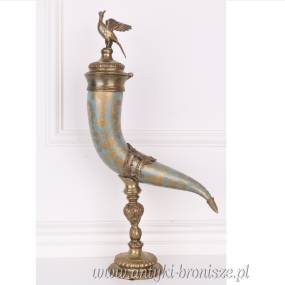 RÓG - AMFORA - PUCHAR z FENIKSEM porcelana z brązem