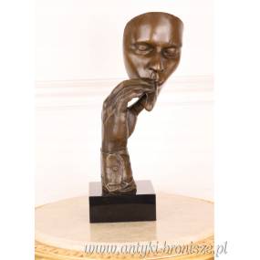 FIGURA - brąz na marmurze -Zamyślona twarz