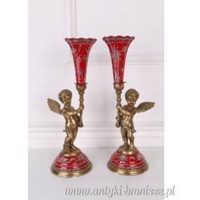 kielichy na aniołkach PORCELANA Z BRĄZEM red FLAKON
