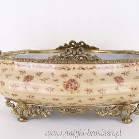 WAZA Patera PORCELANA Z BRĄZEM na owoce