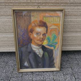 JÓZEF MEHOFFER - stara pastel - szyba