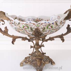 PORCELANA Z BRĄZEM Patera -z łabędziami