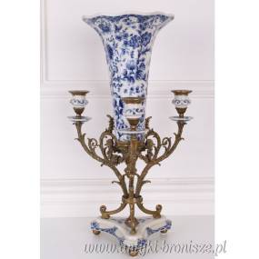 2 W 1 ŚWIECZNIK + WAZON! Porcelana z Brązem! blu