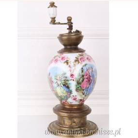 DUŻY ZABYTKOWY MŁYNEK porcelana malowany PĘKATY