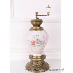 DUŻY ZABYTKOWY MŁYNEK porcelana malowany SCENA