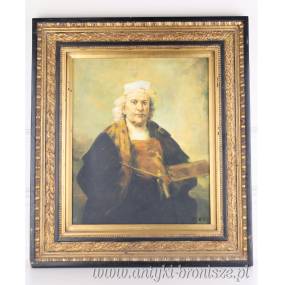 REMBRANDT -DUŻY OBRAZ złoto czarna rama