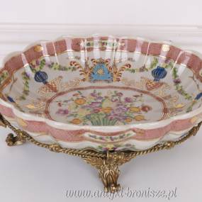 KRÓLEWSKA PATERA - Porcelanowa z brązem AMORKI