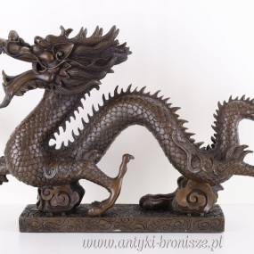 POTĘŻNY -SMOK Z BRĄZU dragon 34 X 68 cm