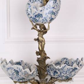 MULTI PATERA porcelana z brązem unikat SECESJA
