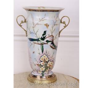 Bogato zdobiony WAZON porcelanowy PTAKI