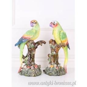 PAPUŻKI NIEROZŁĄCZKI -KOLOROWE PAPUGI na gałęzi - porcelana