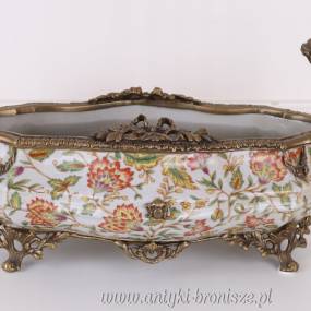 Patera PORCELANA Z BRĄZEM na owoce