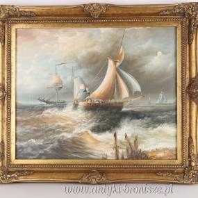 OBRAZ ZŁOTA RAMA - BURZA NA MORZU- 61 X 71 cm