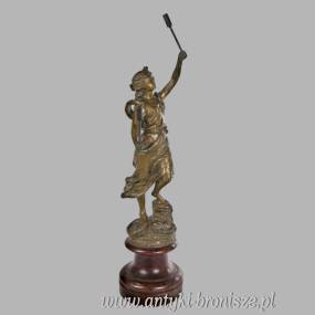 Kobieta z pochodniami 1900r - figura. brąz artystyczny (zamak ) cokół drewniany w.44cm