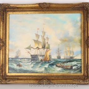 ŻAGLOWIEC -OBRAZ ZŁOTA RAMA - 61 X 71 cm