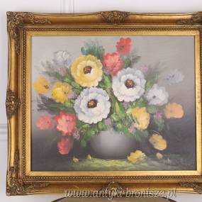 WIOSENNE KWIATY -OBRAZ ZŁOTA RAMA - 61 X 71 cm