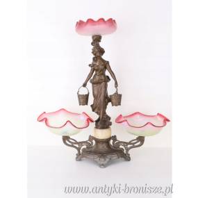 Potrójna PATERKA POSTACIOWA CYNKAL z PORCELANĄ