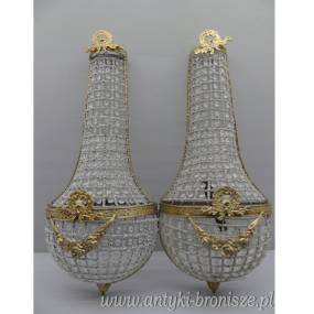 KINKIETY KRYSZTAŁOWE + mosiądz 70 CM 2 SZTUKI