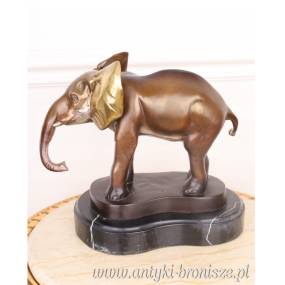 Słoń - figura z brązu - DUŻY PODSTAWA MARMUR