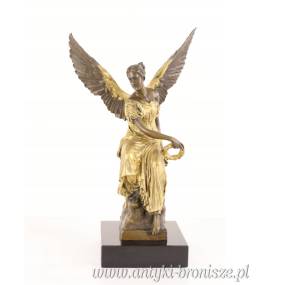 ANIELICA Z WIANKIEM figura z brązu SYGNOWANA pozłacana