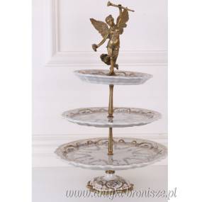 PIĘTROWA PATERA PORCELANOWA z brązem 3 POZIOMY