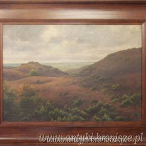 Wrzosowisko na wydmach Karl Emil Lundgreen XIX/XXw mahoniowa drewniana rama 115/90cm