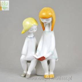dziewczynki z książką art deco Aurél Káldor Hollohaza Wegry lata 60te