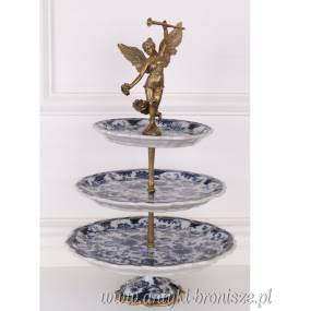 PIĘTROWA PATERA PORCELANOWA z brązem 3 POZIOMY