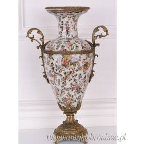 WAZON PORCELANA Z BRĄZEM secesja