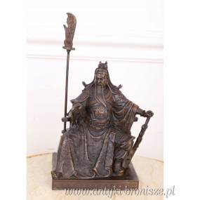 SIEDZĄCY na tronie SAMURAI figura z brązu