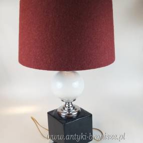 Lampa stołowa, geometryczna linia, ceramika i chrom Maison Barbie ? Francja lata 70-te 50/64cm