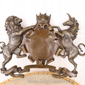 HERB Z BRĄZU Z JELENIAMI zawieszka Myśliwski