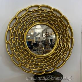 Lustro retro w stylu barokowym – złote koło o średnicy 95 cm