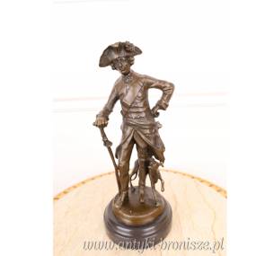 MYŚLIWY Z PSEM - z brązu- SYGNATURA figura