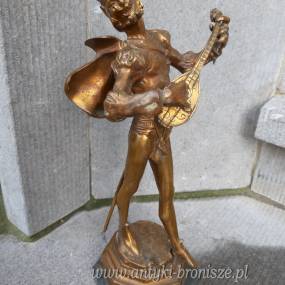 Figura z brazu zloconego Mefisto z gitara i szabla u boku - sygn. DeVeyer, - poz. 3953
