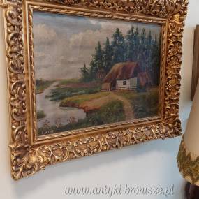 Obraz olejny na płótnie w złoconej ramie K. Wolski 58 x 47 cm