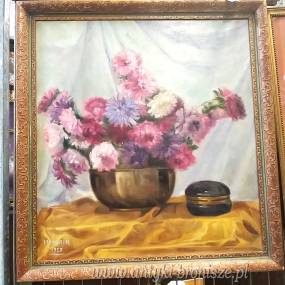 Bukiet astrów olej na płótnie M.Marin 1925r 68/74cm