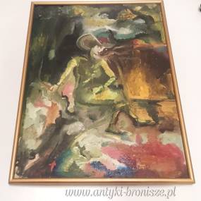 Olej na płótnie podpisany "Błysk" Halina Stępniak wys.77cm szer 57cm