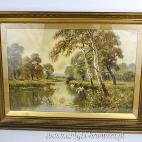 Pejzaż rzeczny “Thames Backwater Clieveden”  Sidney Yates Johnson Anglia XIX/XXw