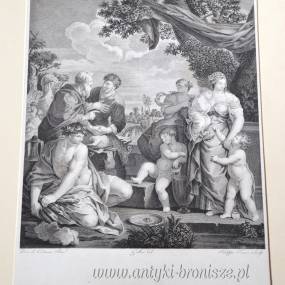 Grafika “Przymierze Jakuba z Lebanem” - Pietro da Cortona , Philippe Triere sculp. (francuski grawer (1756 - ok. 1815 ?)
