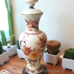 Porcelanowa lampa stołowa kwiaty Limoges Francja lata 70te