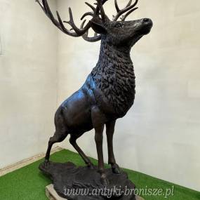 JELEŃ STOJACY WIELKA FIGURA Z BRĄZU GIGANT 260