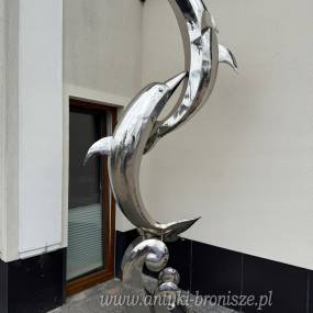 KASKADA DELFINÓW - 350 cm duża figura fontanna stal nierdzewna