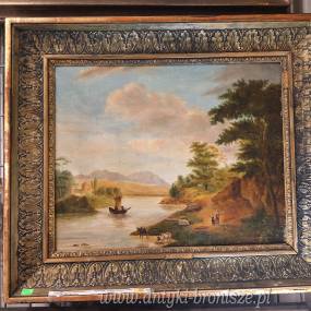 Obraz - Szkola belgijska XIX w.-"Pejzaz z rzeka", podpisany i datowany:Ja.Coene 1874 - poz.1435