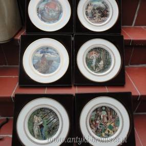 Royal Worcester “The King Arthur plates”. seria 6 talerzy z porcelany ze scenami z historii Krola Artura - poz. 5879