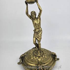 Świecznik figuralny brąz Fabryka Wolska Warszawa  XIX/XXw