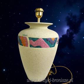 Vintage. Lampa stołowa z geometrycznym motywem podpisana F.Lanza wys. 50/70cm