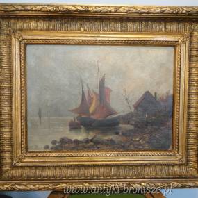 ONP - Marynistyka " Przystan Rybacka" podpisany C.Meyer-1889 - poz. 410